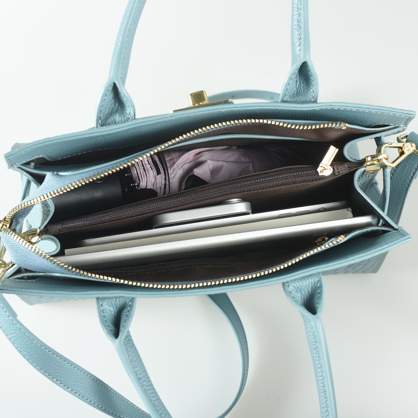 AKFU Women's Genuine Leather Handbag – Crocodile Texture Convertible Crossbody & Clutch with Detachable Strap