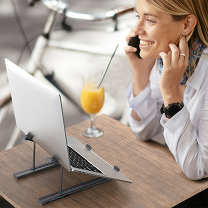 2025 Upgrade 8-in-1 USB-C Hub Laptop Stand – 100W PD Fast Charging, 4K HDMI, SD/TF, Dual USB 3.1 Ports, Sleek Design