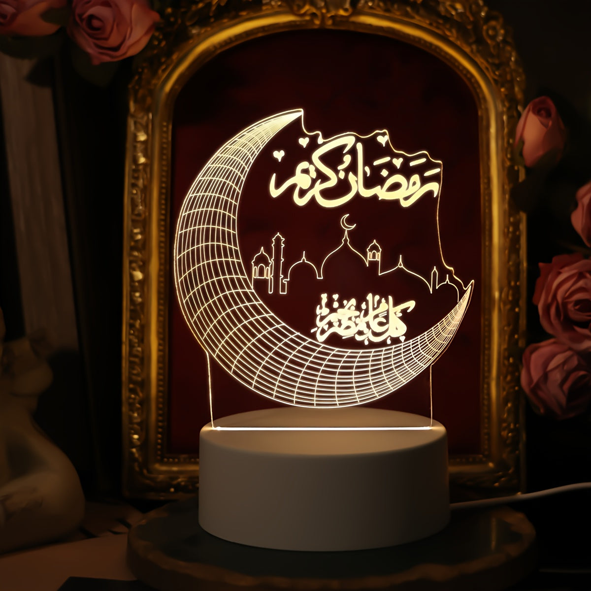 1pc USB- Moon-Shaped Night Light with Soft Glow - Crescent Moon Bedside Lamp Suitable for & s, Modern Bedtime, Birthday or Ramadan Gift, Portable Table Lamp (No Switch/Plug-in)