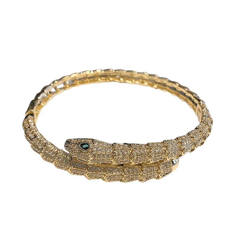 1pc Fashion Luxurious Synthetic Synthetic Zircon Snake-shaped Opening Bracelet for Men Women Iced out Bling Jewelry Animal Snake Bangle Intricate Detailing Design Suitable for Daily Matching
