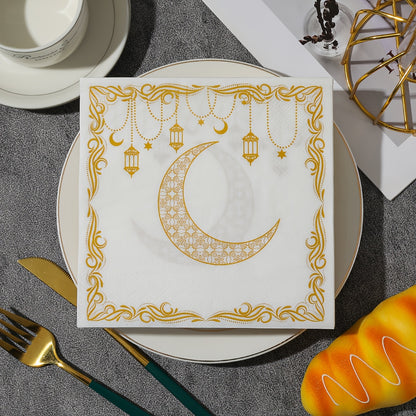 20pcs 2025 New Ramadan Theme Disposable Napkins - 2-Ply - Suitable for Ramadan Parties And Holiday Table Decorations, 13-Inch Square, Ideal for Kitchen And Dining Room, Ramadan Decorations