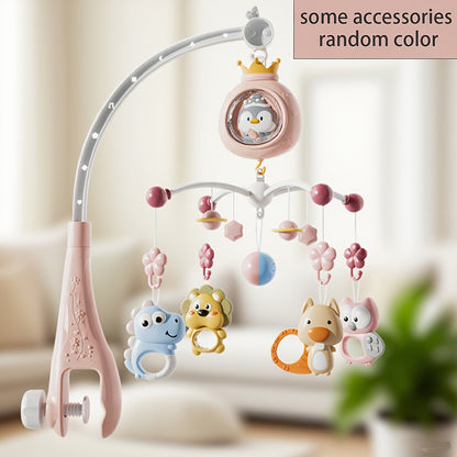 Penguin Baby Bed Mobile with Music & Lights - Rotating Brain-Stimulating Toy Featuring Adorable Penguins, Bears, and Animals - Ideal Christmas or Birthday Gift for Infants, Available in Pink/Blue, Random Colors, Penguin Gifts