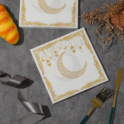 20pcs 2025 New Ramadan Theme Disposable Napkins - 2-Ply - Suitable for Ramadan Parties And Holiday Table Decorations, 13-Inch Square, Ideal for Kitchen And Dining Room, Ramadan Decorations