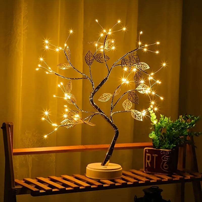 Golden Leaf Tree Lamp – 72 LED USB-Powered Decorative Light with Elegant Branch Design for Home & Events