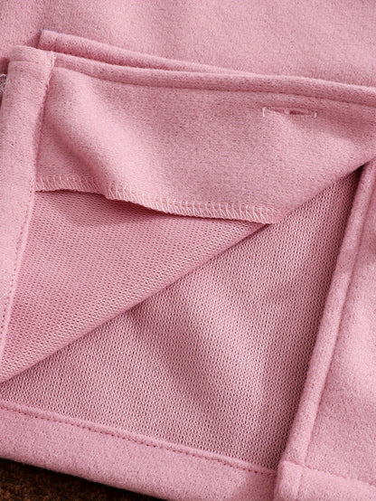 Girls’ 4-Piece Autumn/Winter Fashion Set – Button-Up Coat, Ribbed Long-Sleeve Top, Checkered Elastic-Waist Skirt & Matching Beret