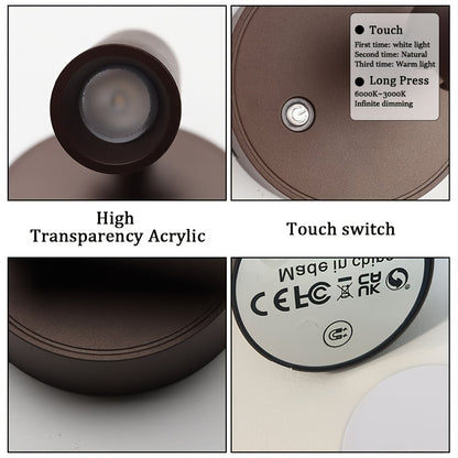 Touch Dimming LED Night Light – 3-Color Adjustable, Rechargeable Lamp for Bedroom, Reading & Living Spaces