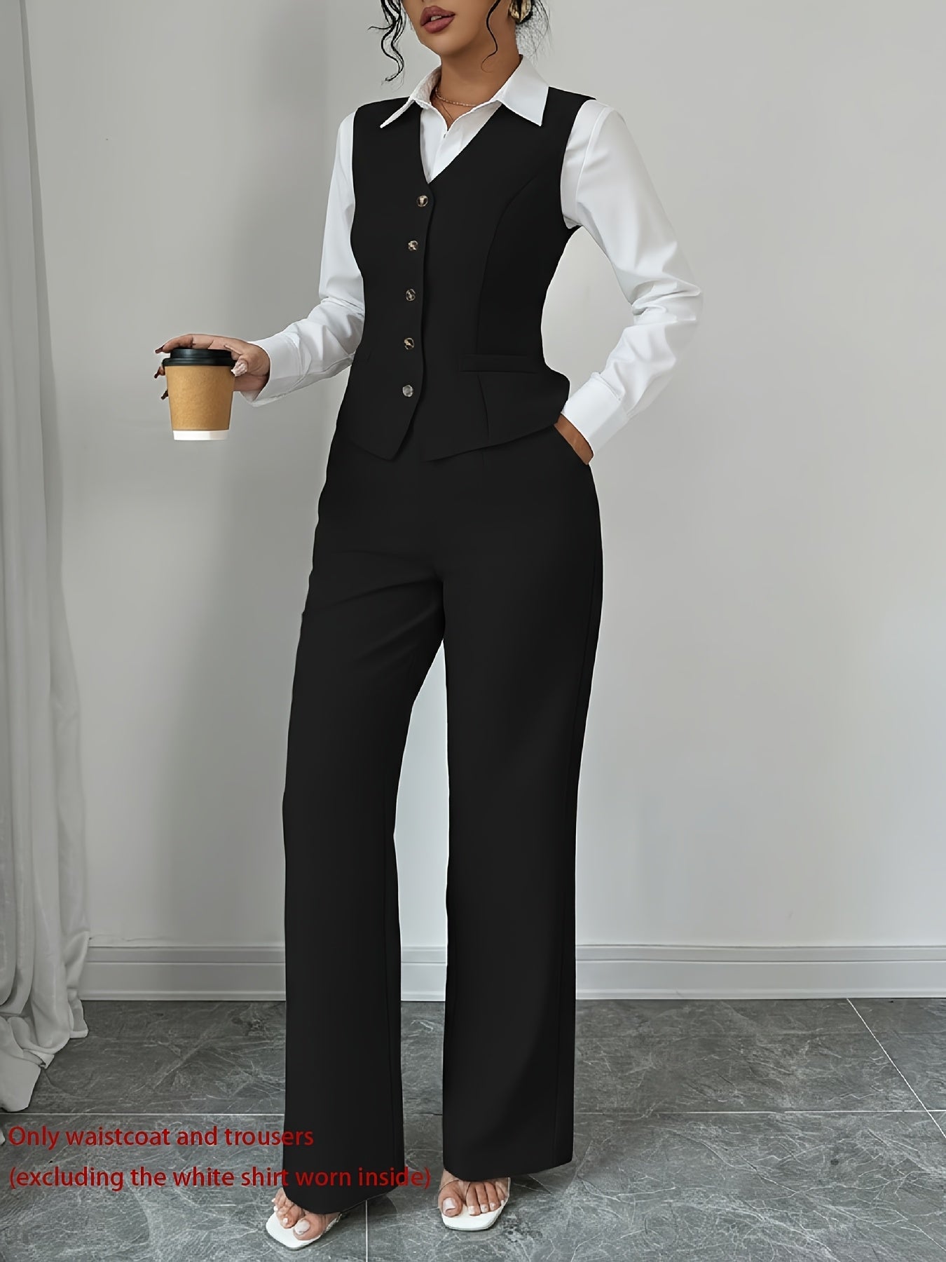 Women’s Sleeveless Cinched-Waist Vest & High-Waisted Wide-Leg Pants Set – Elegant Solid-Color Summer Two-Piece Outfit