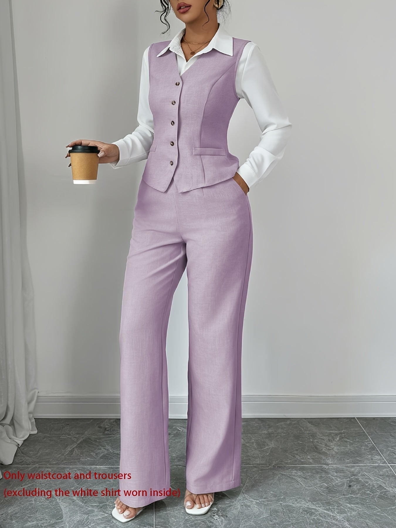 Women’s Sleeveless Cinched-Waist Vest & High-Waisted Wide-Leg Pants Set – Elegant Solid-Color Summer Two-Piece Outfit