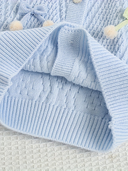 Girls’ Adorable Knit Cardigan & Pleated Skirt Set – Cozy Winter 2-Piece Outfit for Toddlers & Kids (8M–8Y)