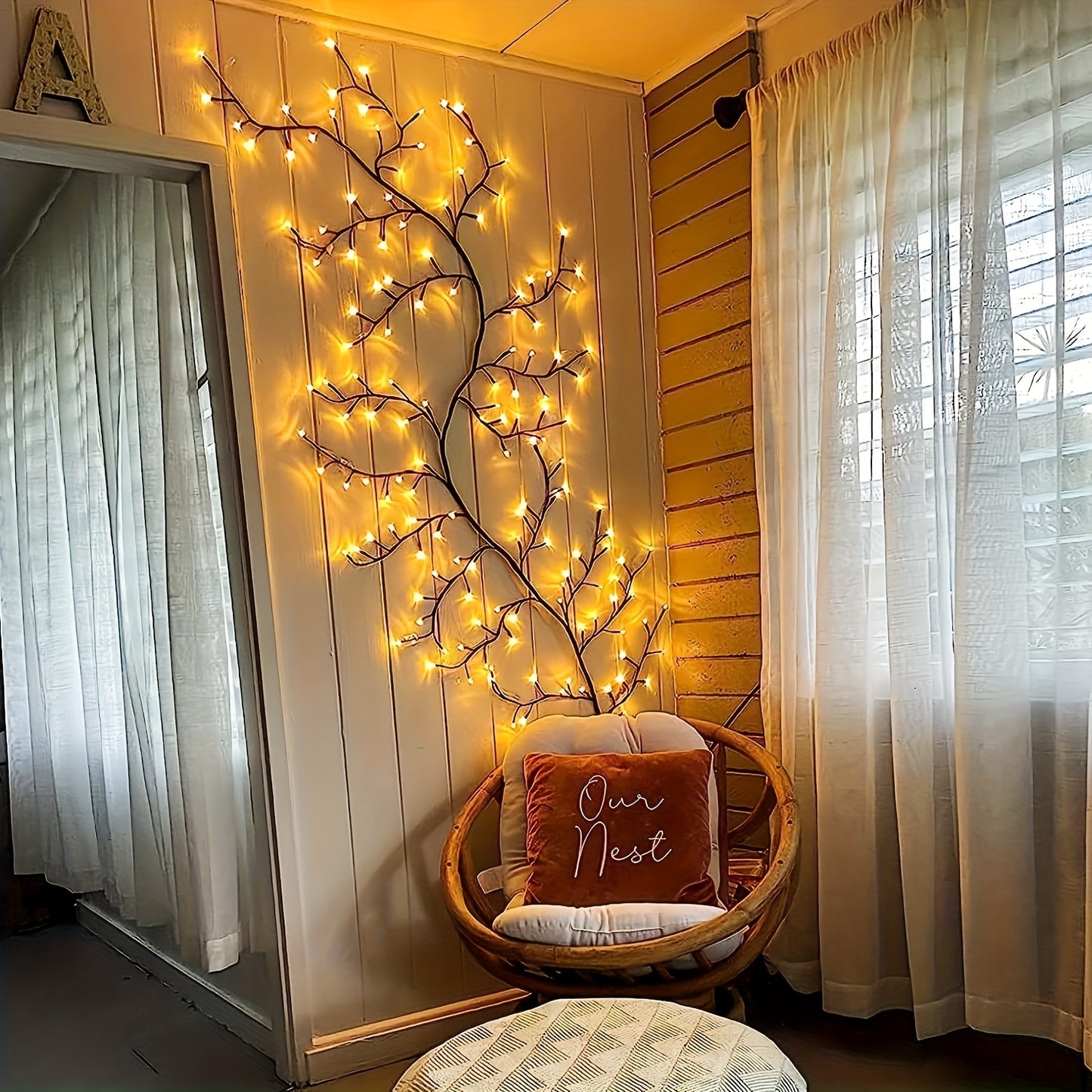 96-LED Willow Wall Lamp – Artificial Plant Branch Light for Elegant Bedroom & Living Room Decor