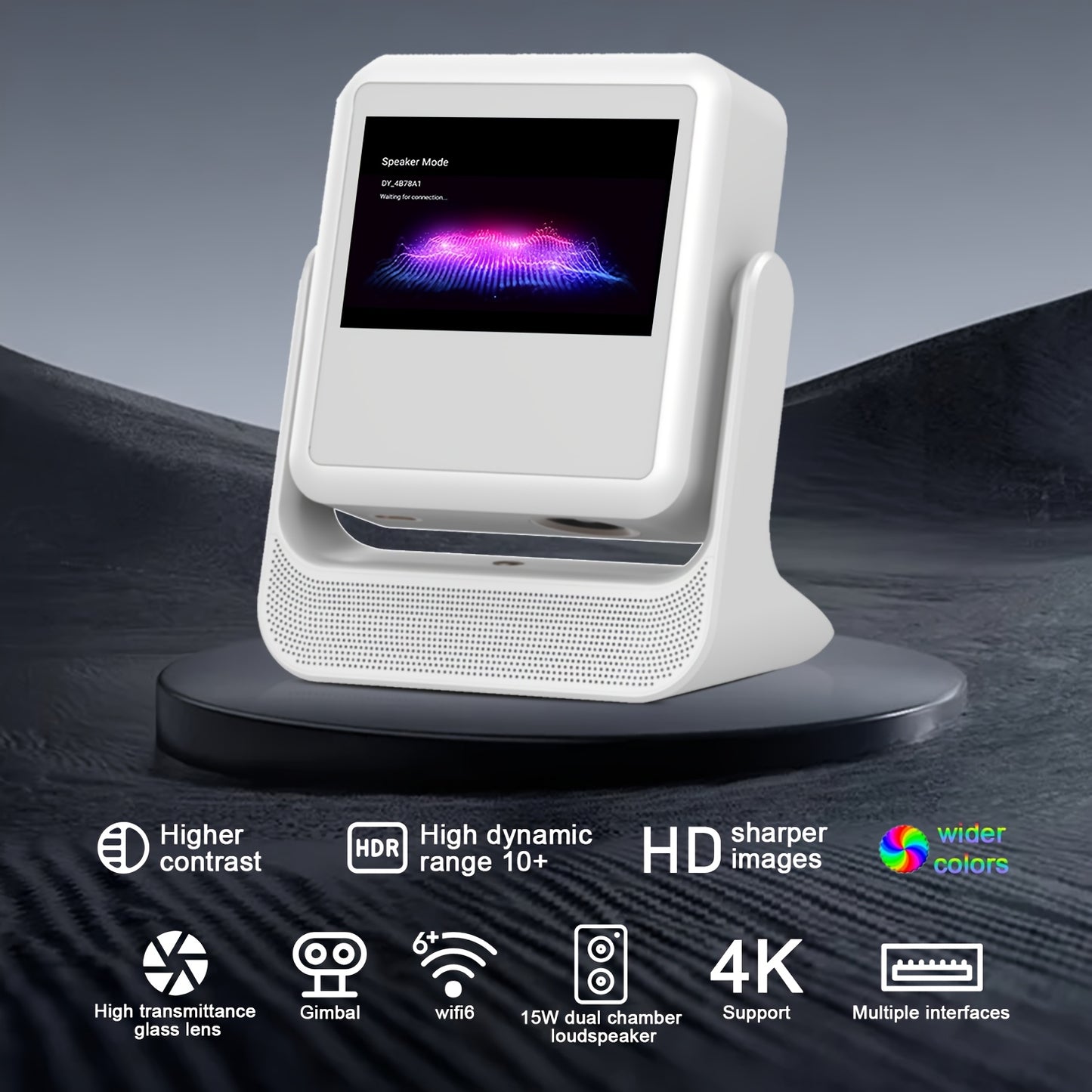 A2 Pro Smart Projector with 8-Inch Touch Screen – Android 12, Native 1080P HD, 4K Compatible Home Theater Projector with Autofocus & Auto Keystone Correction