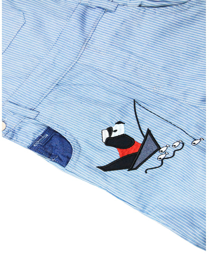 Baby Boys’ Puppy Print Overall Set – Long-Sleeve Jumpsuit with Matching Hat, Solid-Color Multi-Piece Outfit for Spring/Autumn Outdoor Wear (3–24 Months)