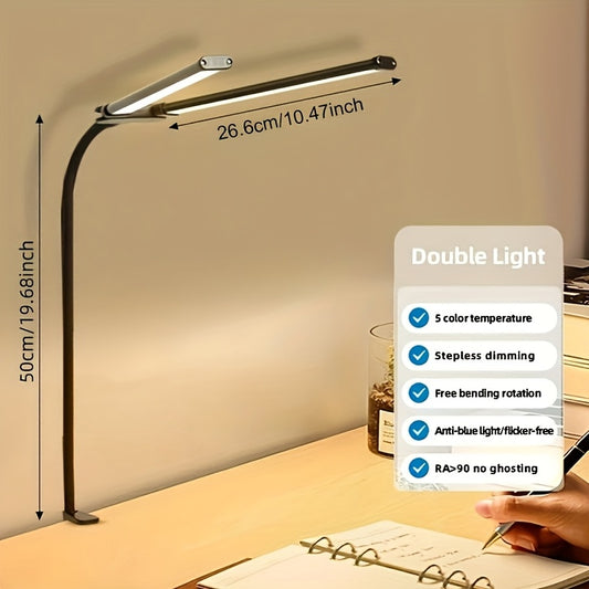 Adjustable LED Desk Lamp – Flexible Gooseneck with USB Clamp, Perfect for Reading, Study & Work
