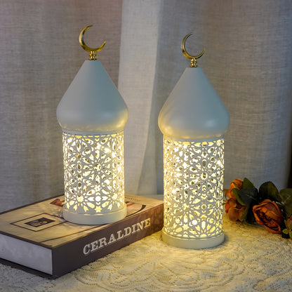 1pc Elegant Metal Hollow LED Decorative Lantern - Hollow for Airflow, Battery- Suitable for (Battery Not Included) - Desktop/Tabletop Light for Ramadan, Weddings, Birthdays, - Metal Frame, Traditional & Modern LED