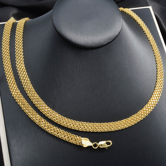 Women’s Woven Chain Jewelry Set – Necklace & Bracelet with Golden Copper Beads for Daily Wear, Parties & Festivals