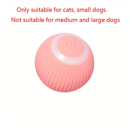 MIAOQUANJI USB-Rechargeable Automatic Cat Ball – Motion-Activated Rolling Toy with Glow-in-the-Dark Light, Durable Silicone Design (Blue)