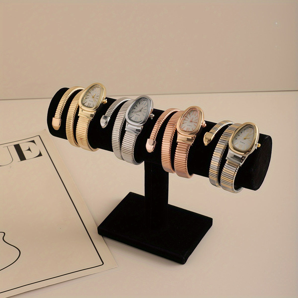 Bohemian Snake Quartz Watch – Stylish Flexible Coil Strap, Oval Case, Trendy Decorative Design, Perfect Gift for Women