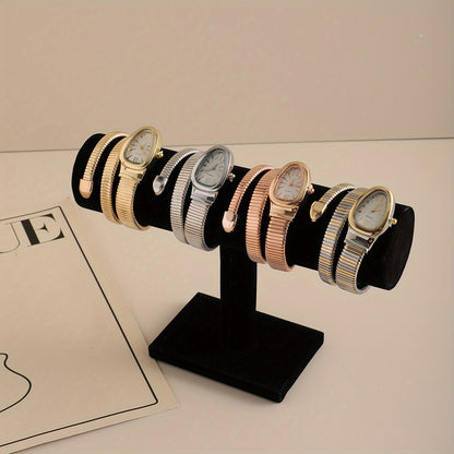 Bohemian Snake Quartz Watch – Stylish Flexible Coil Strap, Oval Case, Trendy Decorative Design, Perfect Gift for Women