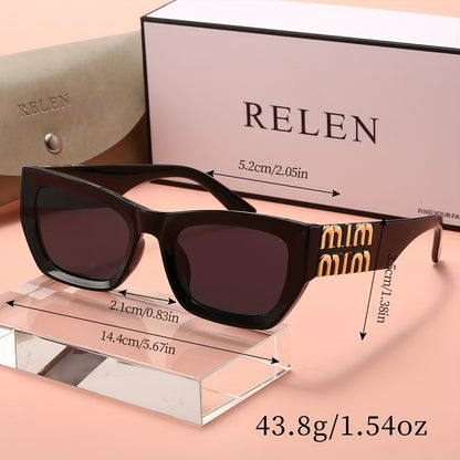 RELEN Cat-Eye Retro Glasses – Irregular Letter M Design, Unisex Niche Eyewear with Case & Cloth, Perfect Gift for Any Occasion