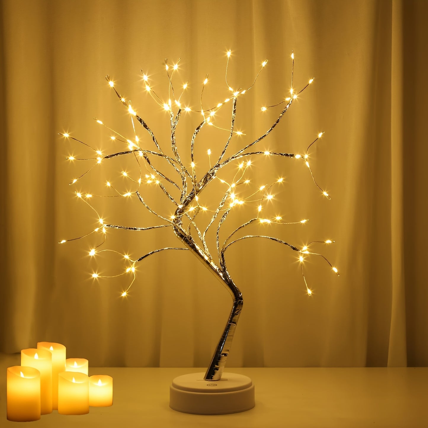 108 LED Bonsai Tree Lamp – Warm White Decorative Light with USB & Battery Power, Touch Control, Modern Table Decor