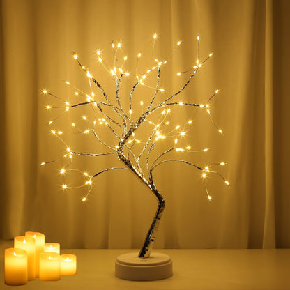 108 LED Bonsai Tree Lamp – Warm White Decorative Light with USB & Battery Power, Touch Control, Modern Table Decor
