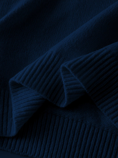 طقم ملابس تريكو نسائي لفصل الخريف والشتاء - فستان طويل فضفاض مع سترة بياقة عالية، بلون واحد