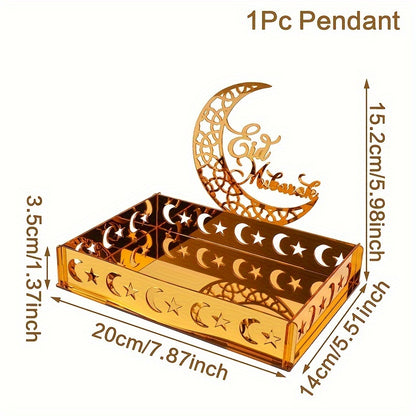 1pc Ramadan Kareem Acrylic Tray | Moon Star Castle Eid Mubarak Table Centerpiece, Ramadan Decoration for Home, Ramadan Mubarak Eid Al-Fitr Gifts, Islamic Muslim Party Supplies Ornament, Table Decor - FengRise