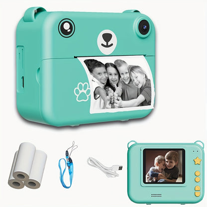 Mini Thermal Instant Printing Camera for Kids – Portable Shock-Resistant Camera with 3/5/10s Delay, USB Charging, 1300mAh Battery & 3 Rolls of Paper