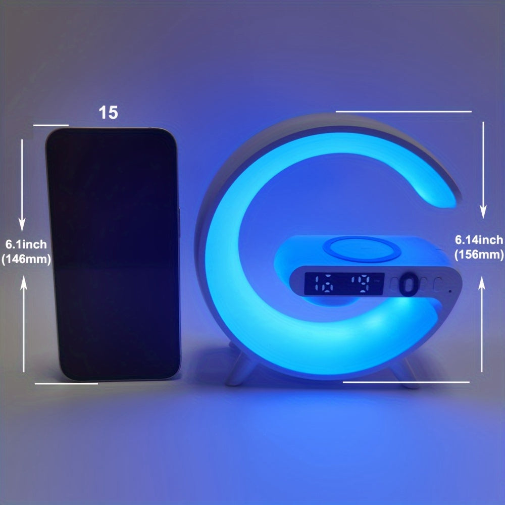 Kouzone Wireless Speaker with Dimmable Alarm Clock – Tabletop Mono Sound Machine with Sunrise Simulation, USB-C, Night Light & Rechargeable Battery