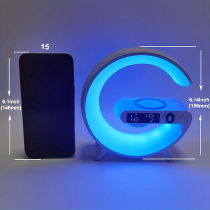 Kouzone Wireless Speaker with Dimmable Alarm Clock – Tabletop Mono Sound Machine with Sunrise Simulation, USB-C, Night Light & Rechargeable Battery