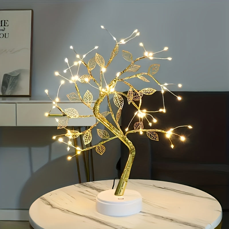 Golden Leaf Tree Lamp – 72 LED USB-Powered Decorative Light with Elegant Branch Design for Home & Events