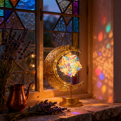 LED Iron Hollow Moon Light | Rotatable, Suitable for Desk Lamp, Decorative for Christmas, Ramadan, Valentine'S Day, Winter Holidays