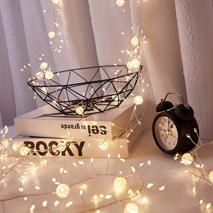 300 Cm / 118.11 Inches Long LED Ice Crack Ball String Lights - Elegant Hanging Decoration, Ramadan String Lights, Suitable for Weddings, Parties, Ramadan Festival, Eid Al-Fitr, Home/Office Decor, No Batteries Required, Easy t
