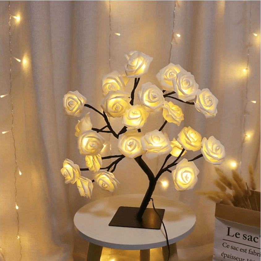 LED Rose Flower Lamp – Romantic 24-LED USB Fairy Light for Bedroom, Wedding & Valentine’s Day Decor