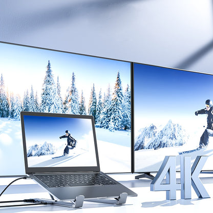 2025 Upgrade 8-in-1 USB-C Hub Laptop Stand – 100W PD Fast Charging, 4K HDMI, SD/TF, Dual USB 3.1 Ports, Sleek Design