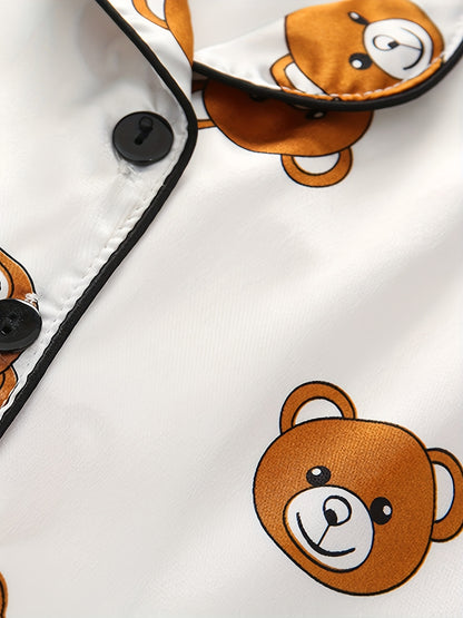 a3 Sets (6pcs) Boys’ Cartoon Short-Sleeve Pajama Sets – Open-Front Sleepwear for Comfortable Daily Home Use