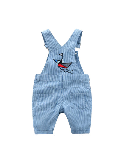 Baby Boys’ Puppy Print Overall Set – Long-Sleeve Jumpsuit with Matching Hat, Solid-Color Multi-Piece Outfit for Spring/Autumn Outdoor Wear (3–24 Months)