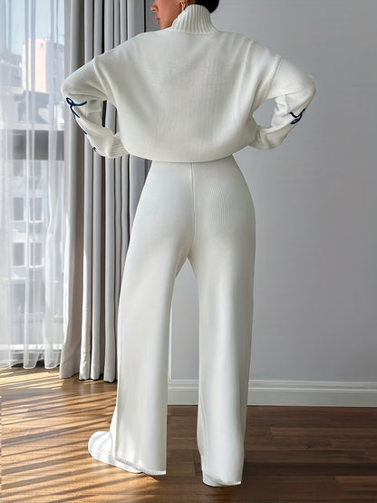 2026 Embroidered Sweater Set – Elegant Light Beige Women’s Outfit with Soft, Skin-Friendly Fabric