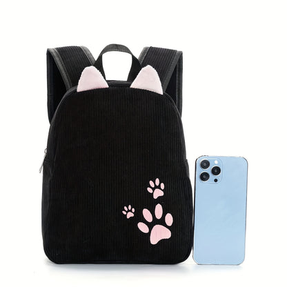 1pc ized /s Backpack with Custom Name/Text/Logo - Cute & Paw Print Design, Lightweight School for &, Adjustable Straps, Zipper Closure, Beige/Pink/Black/Khaki - Ideal Gift (Embroidery Service Included