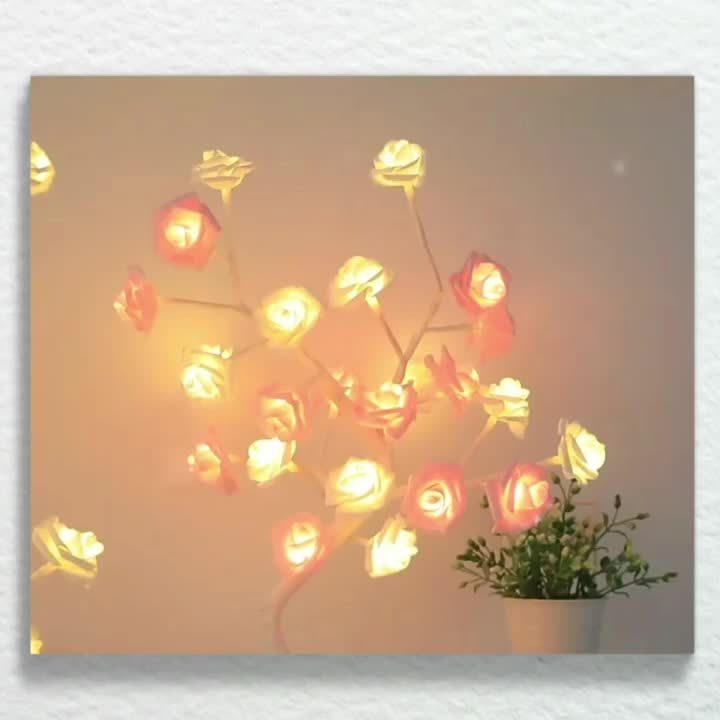 LED Rose Flower Lamp – Romantic 24-LED USB Fairy Light for Bedroom, Wedding & Valentine’s Day Decor