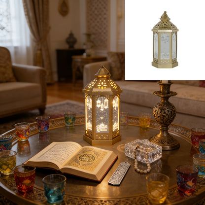 1pc Ramadan Theme Decorative Lantern | Iron Tabletop LED Handheld Light, Ramadan Fanous, Festival Lantern, Hanging Lamp, Batteries Not Included