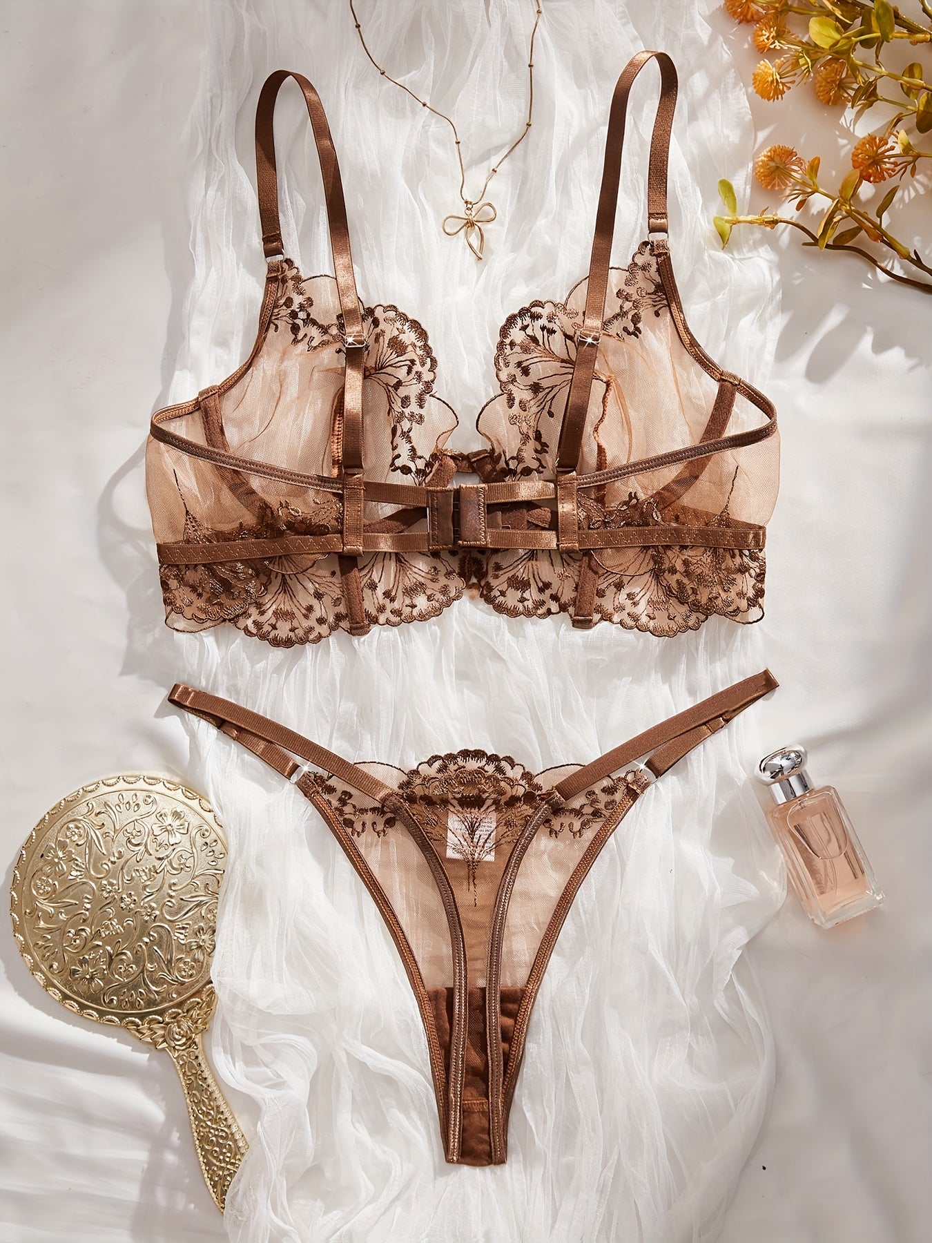 Valentine's Day Women's Black Forest Lace Sexy Lingerie Set