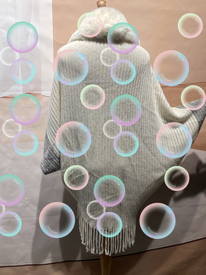 Women’s Elegant Asymmetrical Shawl — Soft Warm Scarf in Pastel Pink/Purple, All-Season Wrap for Formal or Everyday Wear, Geometric Pattern