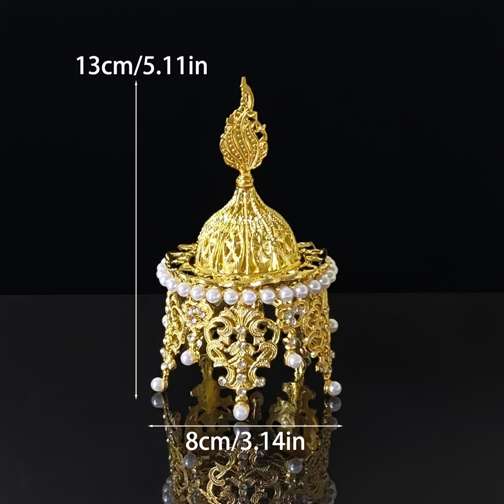 1-Set Elegant Arabic Style Metal Ramadan & Incense Burner - Ornate Islamic Charcoal Burner with Durable Design for Home Aromatherapy, Prayer Room Decor - Ramadan Gift Suitable for Ramadan/ -Fitr