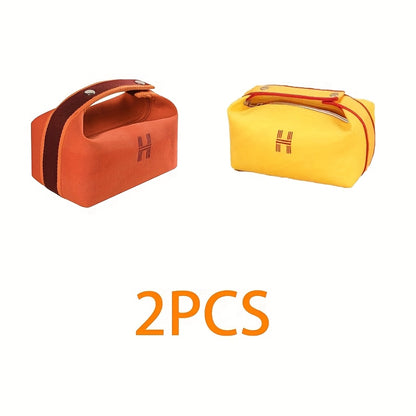 2pcs Chic Canvas Storage Bags – Portable Mini Organizers for Coins, Keys & Makeup, Stylish Travel Essentials