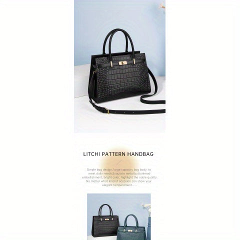 Women’s Crocodile-Pattern Tote Handbag – Large Capacity Daily Use Bag with Zipper Closure & Adjustable Shoulder Strap, Fashionable Office & Travel Accessory