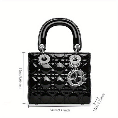 Women’s Elegant Structured Handbag – Golden-Tone Hardware Tote & Crossbody Bag with Magnetic Closure and Wrist Strap for Casual or Formal Events