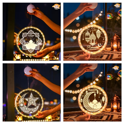 LED Ramadan Lanterns | Moon-Shaped, Multi-Style Hanging Lights for Festive Decoration, Battery-Powered (No Battery Included), Easy Hanging Installation