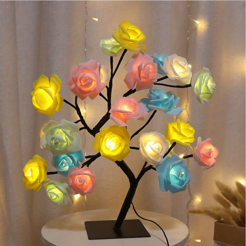 LED Rose Flower Lamp – Romantic 24-LED USB Fairy Light for Bedroom, Wedding & Valentine’s Day Decor