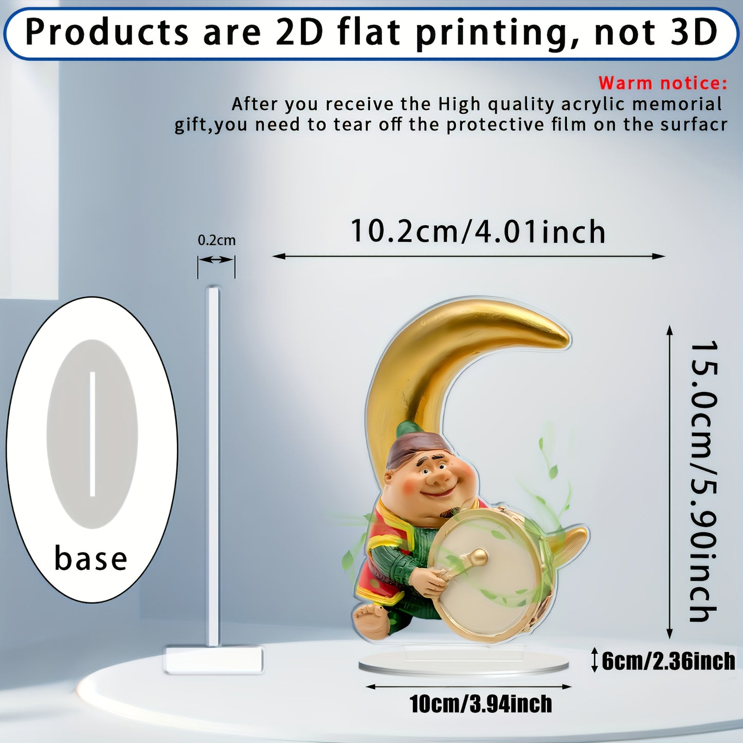 2D Flat, A classic acrylic two-dimensional plane decoration, moon design, fashion theme, charming desktop decoration, unique creative gift, suitable for Eid al-Fitr, Christmas, Thanksgiving, birthday, graduation ceremony, sui